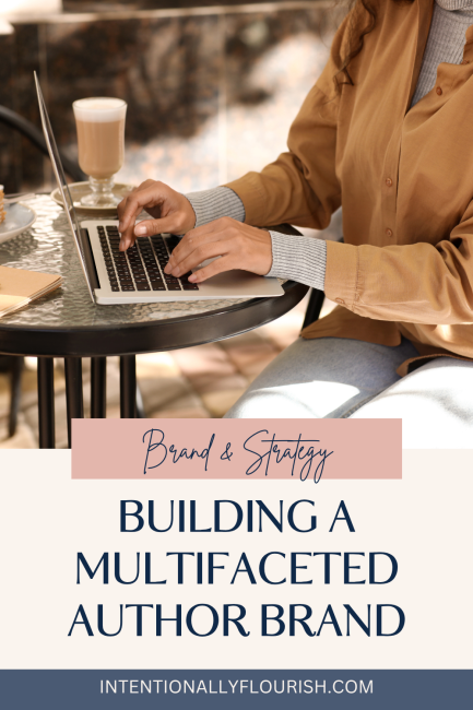 share image with woman typing and blog post title