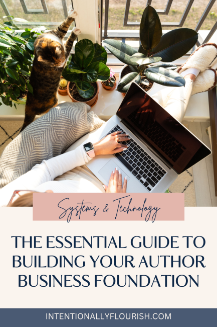 woman working on laptop - Share Image - The Essential Guide to Building Your Author Business Foundation - intentionallyflourish.com