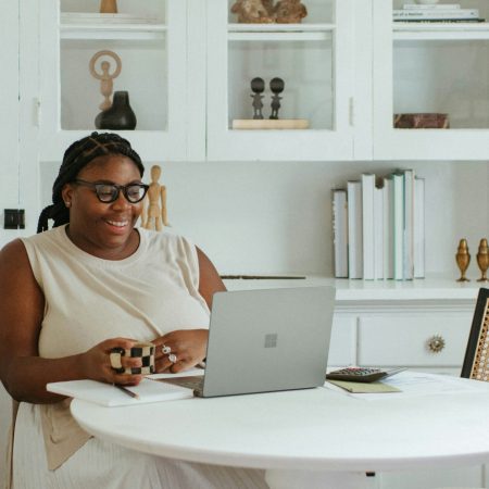 woman author learning on laptop - intentionallyflourish.com